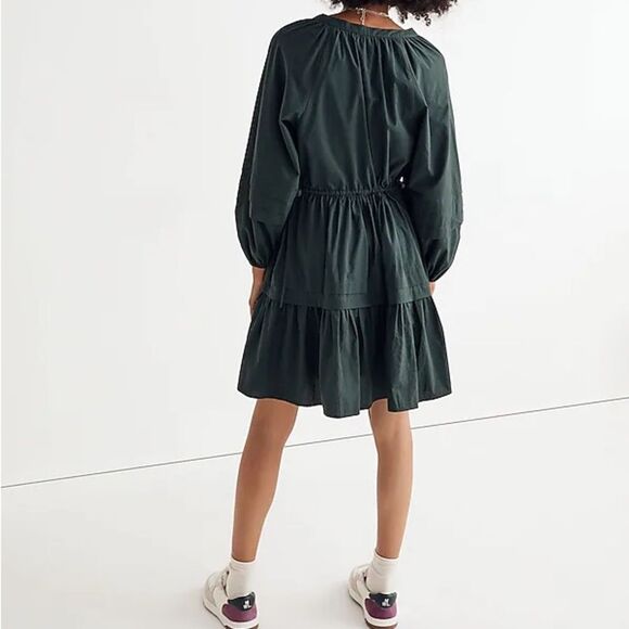 NWT Madewell Cotton Poplin Wrap Mini Dress Dark Palm Green Women’s Size XL NEW - Picture 3 of 14